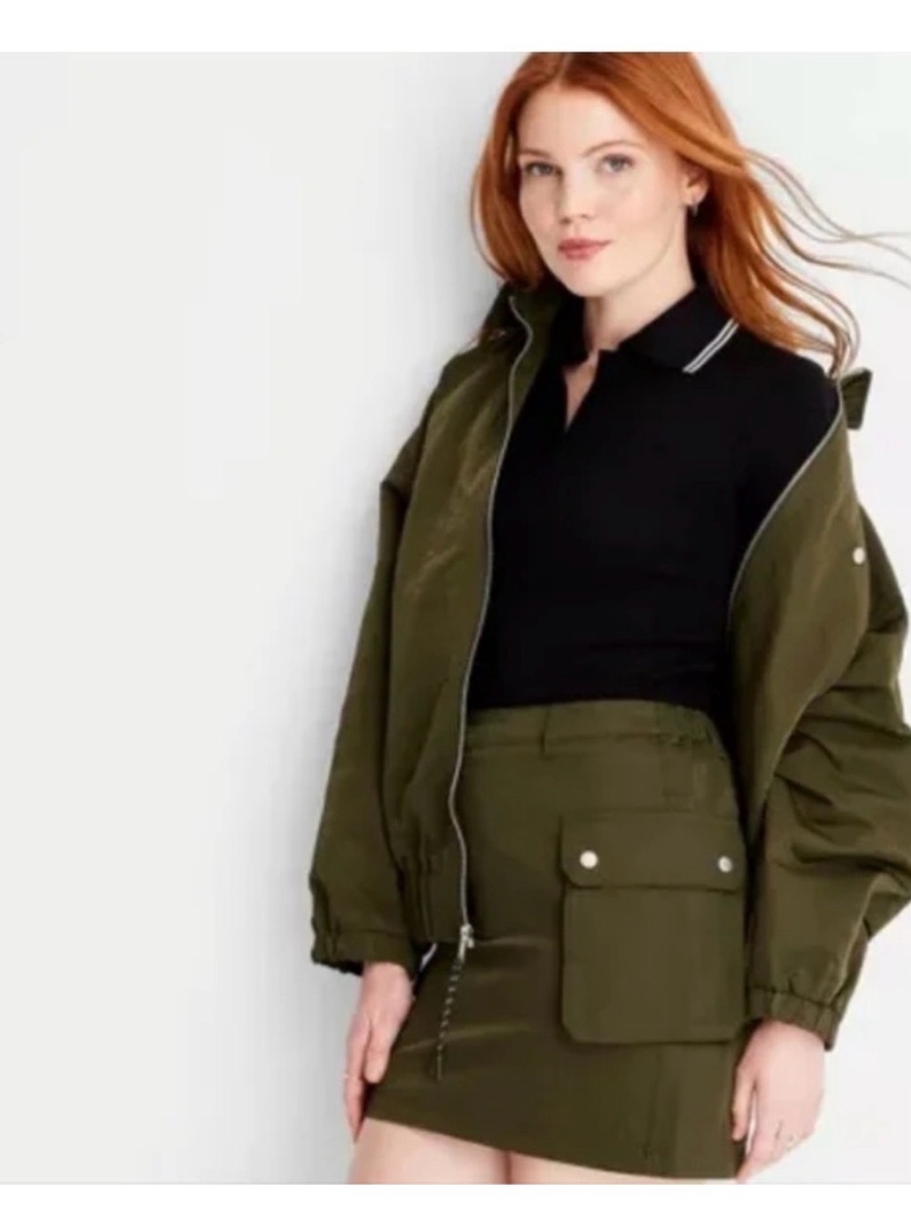 NWT Women's Cargo Mini Skirt - Future Collective Dark Olive Green Large